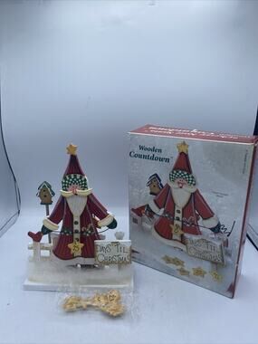 Wooden Santa Christmas Countdown Figure Hand Painted Holiday Decor